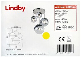 Lindby - Luster na tyči RAVENA 2xE27/40W/230V + 2xE27/25W LW0163