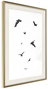 Artgeist Plagát - Evening Flight [Poster] Veľkosť: 30x45, Verzia: Zlatý rám s passe-partout