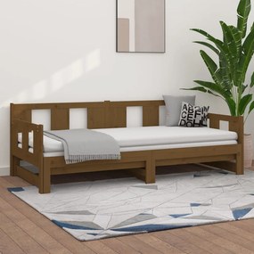 Rozkladacia denná posteľ hnedá borovicový masív 2x(80x200) cm