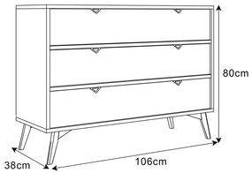 KOMODA FONDY JEDLIČKA SCANDI + EUKALYPTUS ŠUPLÍKY 106 cm