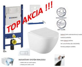 Závesný set GEBERIT Duofix Basic+ WC LENA Rimless 48 x 36 cm + tlačidlo + sedátko, biela, 3322XX00+39040100
