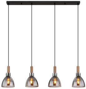 Globo 15550-4H - Luster na lanku MATTEA 4xE27/6W/230V čierna/dymová