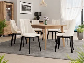 Rozkladací stôl Botiler 140x80 so 6 stoličkami ST97 07, Farby: natura, Farby: čierny, Potah: Magic Velvet 2219