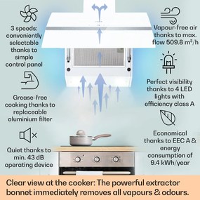Klarstein Clara 60, digestor, 509 m³/h, dotykový displej, ambientné podsvietenie