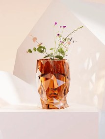 Kvetináč Adan nano lesklá priesvitná jantárová (oranžová) hlava 17x13x18 cm