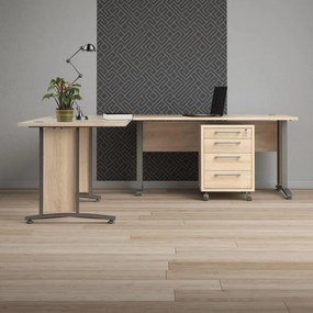 Rohový psací stůl Officer 80400/304 230 cm s kontejnerem dub Sonoma/stříbrný