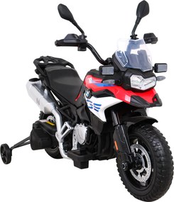 Ramiz Detský motocykel na batérie BMW F850 GS červený + pomocné kolieska + audio LED + pomalý štart + EVA
