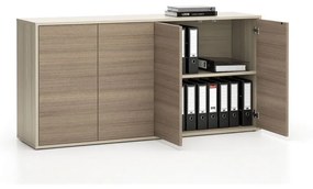 PLAN Kancelárska skrinka s dverami LAYERS, dlhá, 1582 x 400 x 777, dub prírodný / dub morený