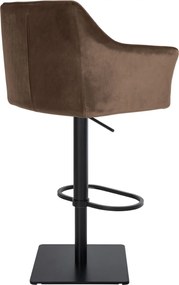 Barová stolička Damaso B - zamat, čierny rám - Hnedá