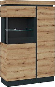 Nízká vitrína Corte, dub coast/tmavo šedá