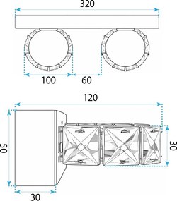 Toolight APP1937-2W, nástenné LED svietidlo, 320 mm, zlatá lesklá, OSW-66071