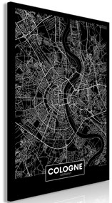 Artgeist Obraz - Dark Map of Cologne (1 Part) Vertical Veľkosť: 80x120, Verzia: Premium Print