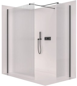 Cerano Onyx, sprchová zástena Walk-in, hranatá vzpera - čierna matná, ryhované sklo - 150x50 cm, CER-CER-8050BD3028