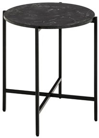 Odkladací stolík Lamoine 40 cm čierny/čierny mramor