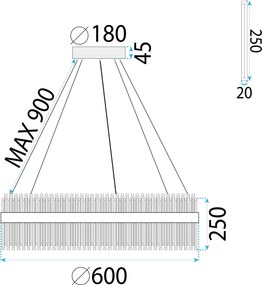 Toolight Toolight, LED stropné svietidlo 60cm, 58W, 4000K, APP1516-CP60, chrómová, OSW-03264