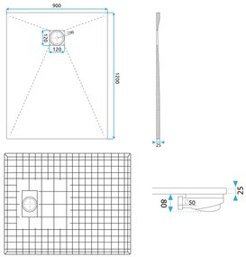 Rea Bazalt, SMC sprchová vanička 90x120 cm + sifón, biela, REA-K3911