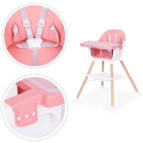 EcoToys Detská jedálenská stolička 2v1, ružová ECOTOYS