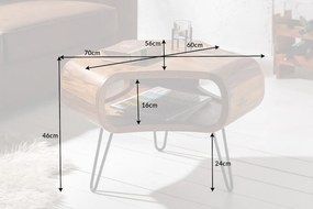 Dizajnový konferenčný stolík Lorelei, 70 cm, sheesham
