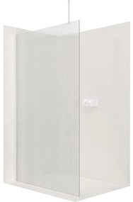 CERANO - Sprchová zástena Walk-in Onyx Top L/P - guľatá vzpera - biela matná, ryhované sklo - 100x200 cm, CER-CER-8050BD1557