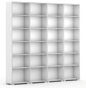 Knižnica SILVER LINE, 4 stĺpce, 2230 x 2400 x 400 mm, biela