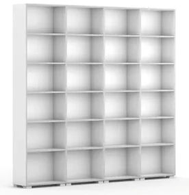 Knižnica SILVER LINE, 4 stĺpce, 2230 x 2400 x 400 mm, biela