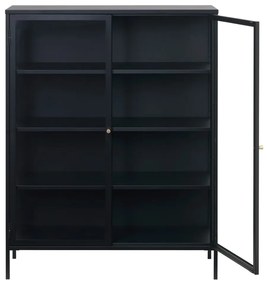 Čierna vitrína Unique Furniture Carmel, výška 140 cm