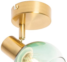 Art Deco bodové svetlo zlaté so zeleným sklom - Vidro