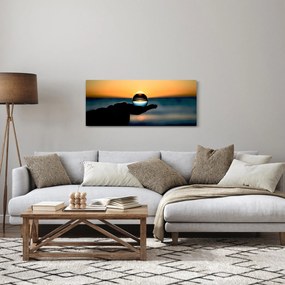 Obraz sklenenej gule v dlani (120x50 cm)
