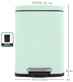 Nášľapný oceľový odpadkový kôš v mentolovej farbe 5 l Akira – Spirella