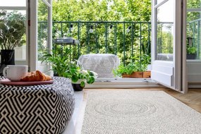 Koberec šnúrkový SIZAL FLAT 48832367 Kruhy - krém / sivý