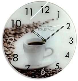 Sklenené nástenné hodiny Káva z63a s-1-x, 30 cm