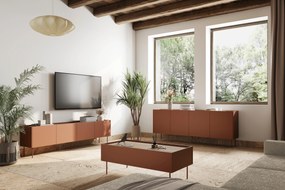 TV stolík Desin 220 cm - ceramic red / dub nagano