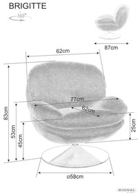 Otočné křeslo BRIGITTE šedé