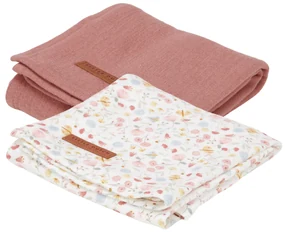 Plienky 70x70cm Kvety a motýle Pink 2ks