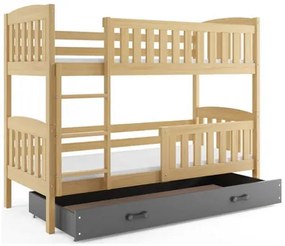 Detská poschodová posteľ KUBUS s úložným priestorom 80x190 cm - borovica Modrá