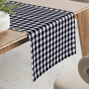 Biante Bavlnený behúň na stôl Olivia OL-015 Čierno-biela kocka malá 35x120 cm