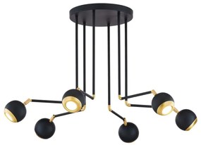 Jupiter 1987 - Luster na tyči VILAR 6xGU10/10W/230V čierna/zlatá