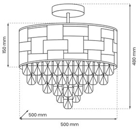 Luster na tyči LUXURIA 9xE14/40W/230V zlatá