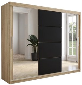 Skriňa Tapi 250 Dub Sonoma/Čierna ekokoža