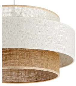 Závesný luster BOHO na lane 1xE27/60W/230V, priemer 40 cm, biela/juta