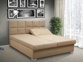 Čalúnená posteľ s úložným priestorom Morava 180 peľasť / farba: PEVNÁ / Alova béžová, peľasť / matrac: HR PENA