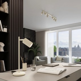 Stolná lampa Karbon, 1x béžové kovové tienidlo