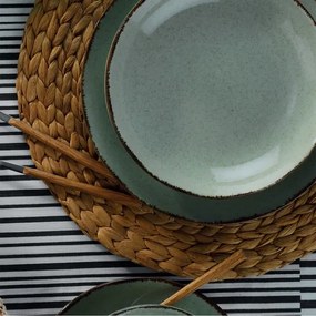 18-dielna jedálenská súprava, zelená, porcelánová