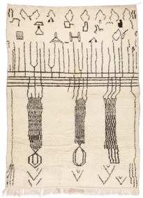 Ručne tkaný vlnený koberec BERBER BJ1147 Boujaad berber Boho, béžový / čierny