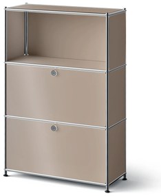 Kovová komoda »CN3 Slim Line« s 2 výklopnými priečinkami, hnedosivá