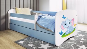 Detská posteľ Babydreams slon s motýlikmi modrá