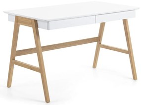 Elegantný písací stôl DENIS 120 cm biely, jaseň prírodný
