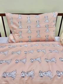 Obliečky bavlnené detské Psík ružový - Detský set 130x90cm + 65x45cm