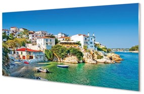 Sklenený obraz Grécko stavieb pobrežie morská 100x50 cm