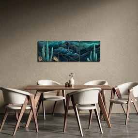 Obraz - Tyrkysová noc (s hodinami) (90x30 cm)